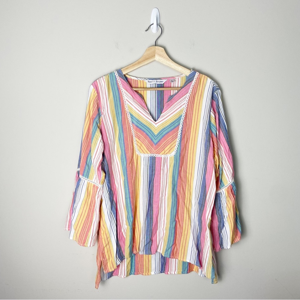 Rebecca Malone Pastel Striped Boho Blouse